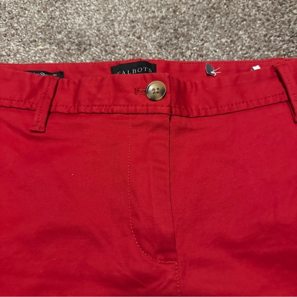 Talbots Red Relaxed Chino Short 7” Seersucker Cuffs Women’s Size 2 Preppy NWOT - Picture 4 of 16